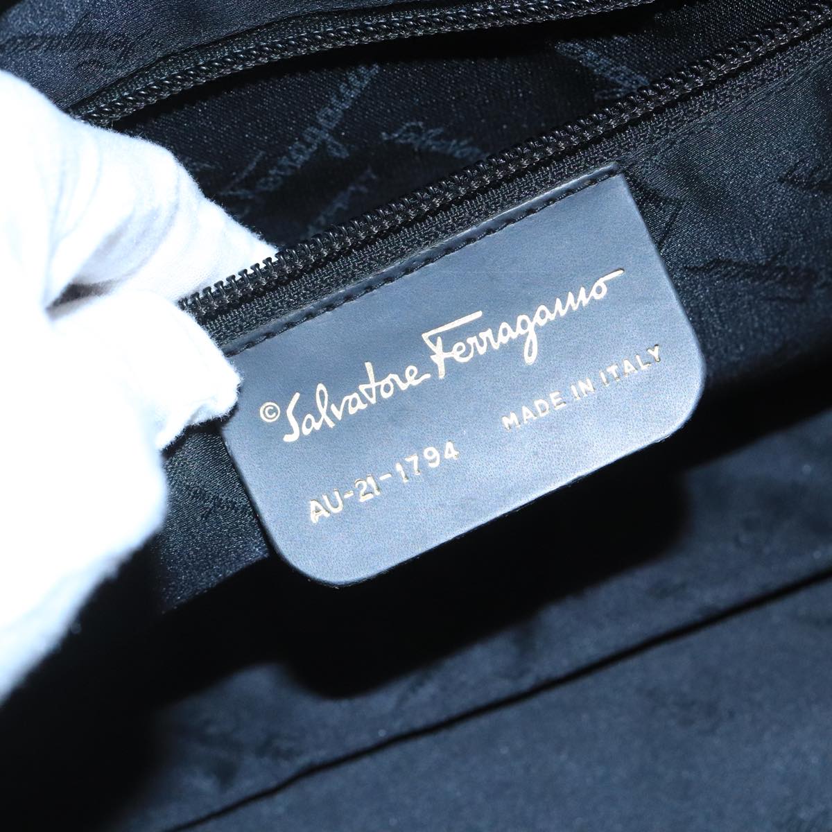 Salvatore Ferragamo Hand Bag Canvas Brown Auth 97071
