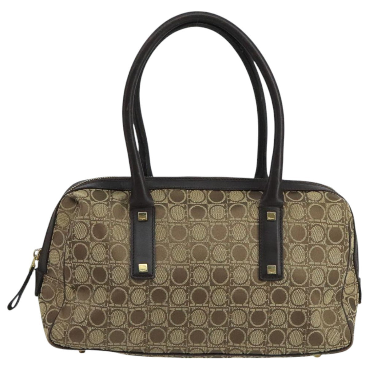 Salvatore Ferragamo Hand Bag Canvas Brown Auth 97071
