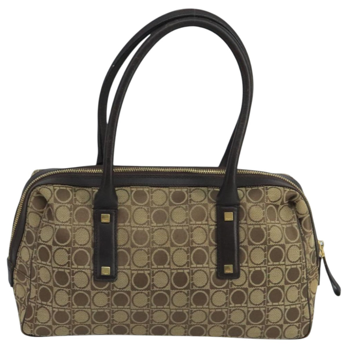 Salvatore Ferragamo Hand Bag Canvas Brown Auth 97071