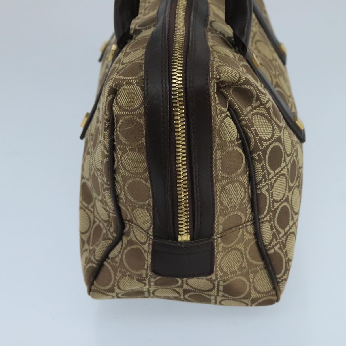 Salvatore Ferragamo Hand Bag Canvas Brown Auth 97071