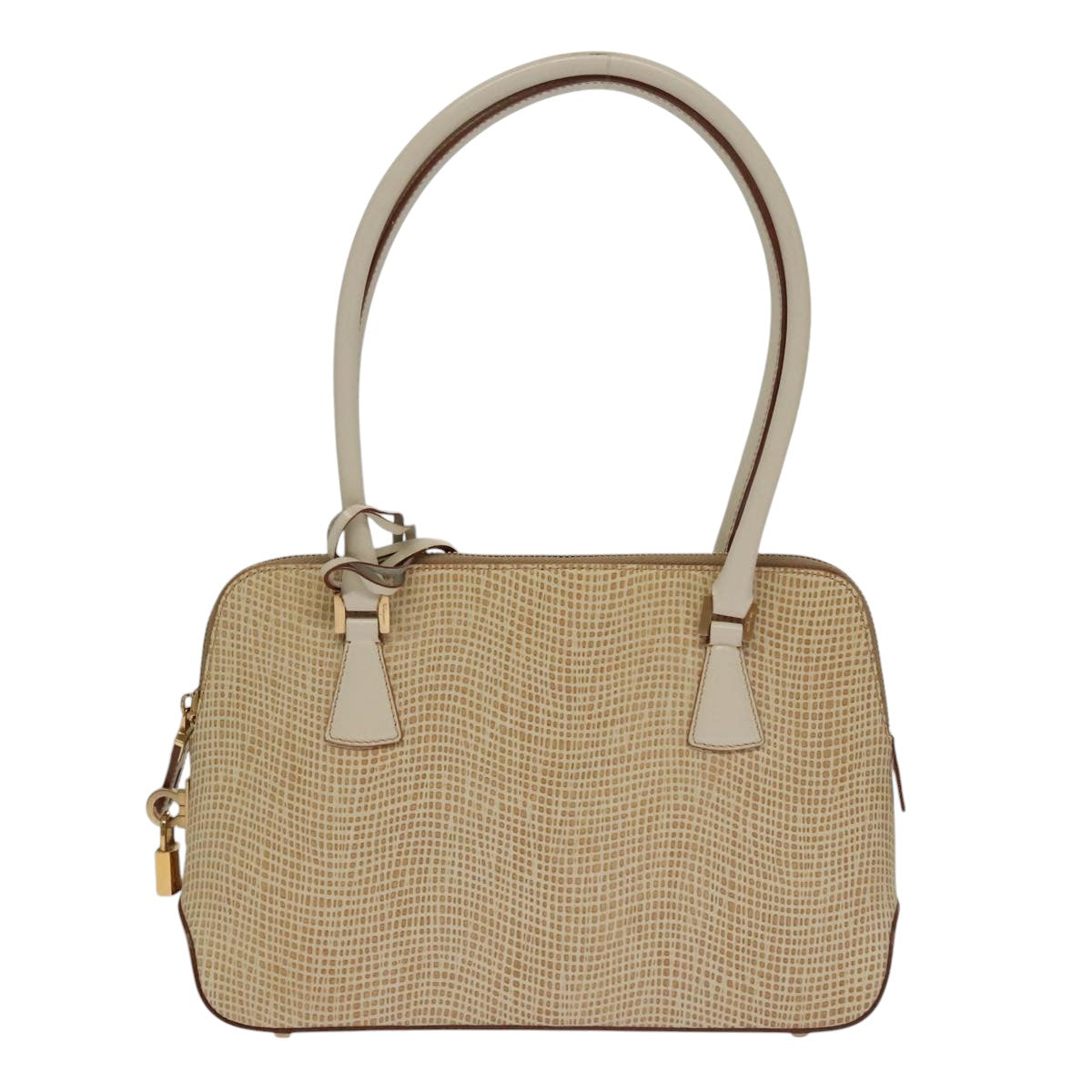 Salvatore Ferragamo Shoulder Bag Leather Beige Gold Auth 97072