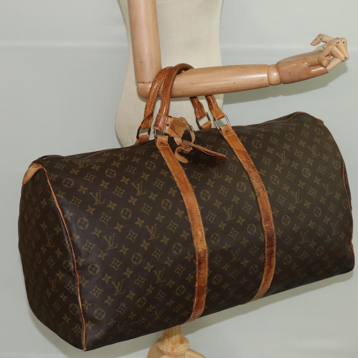 LOUIS VUITTON Monogram Keepall 60 Boston Bag M41422 LV Auth 97203