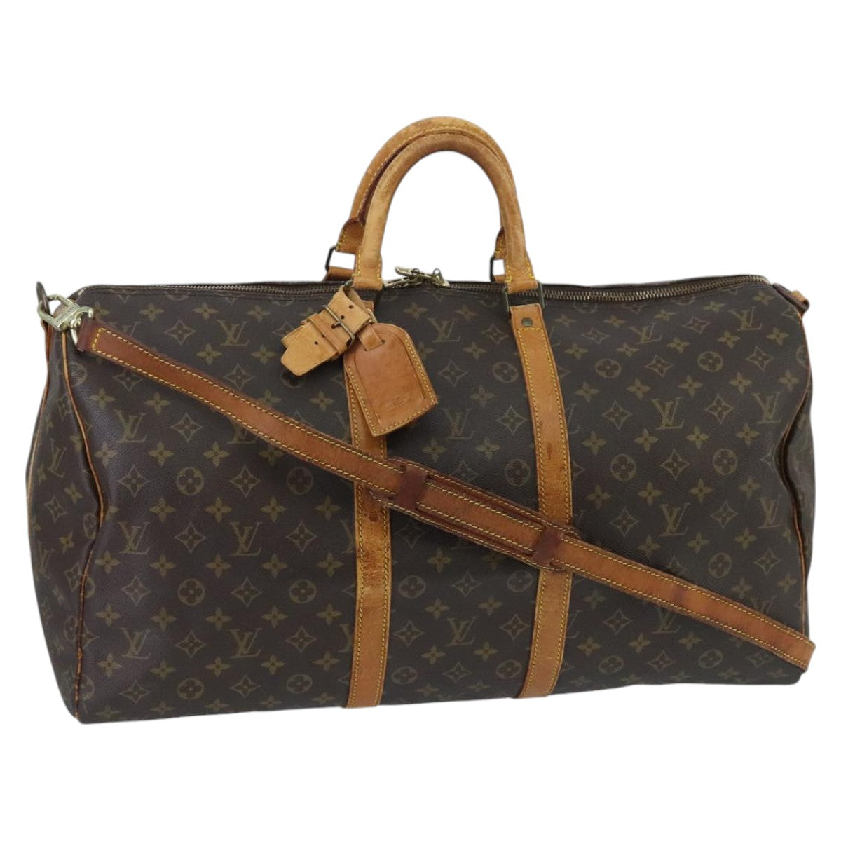 LOUIS VUITTON Monogram Keepall Bandouliere 55 Boston Bag M41414 LV Auth 97265