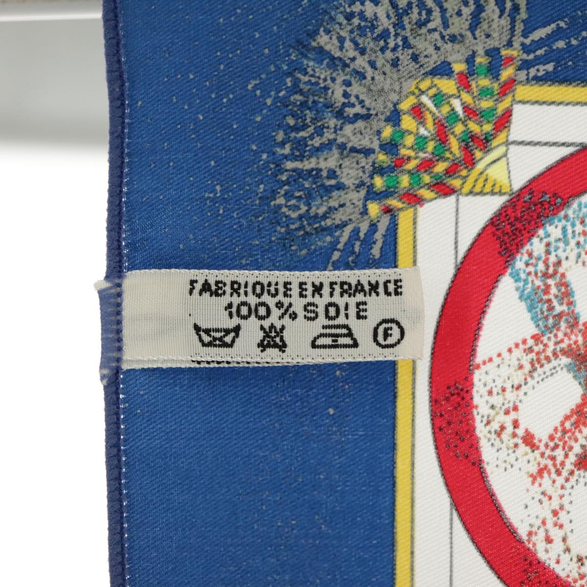 HERMES Carre 40 Scarf ""FEUX D ARTIFICE"" Silk White Blue Auth 97383