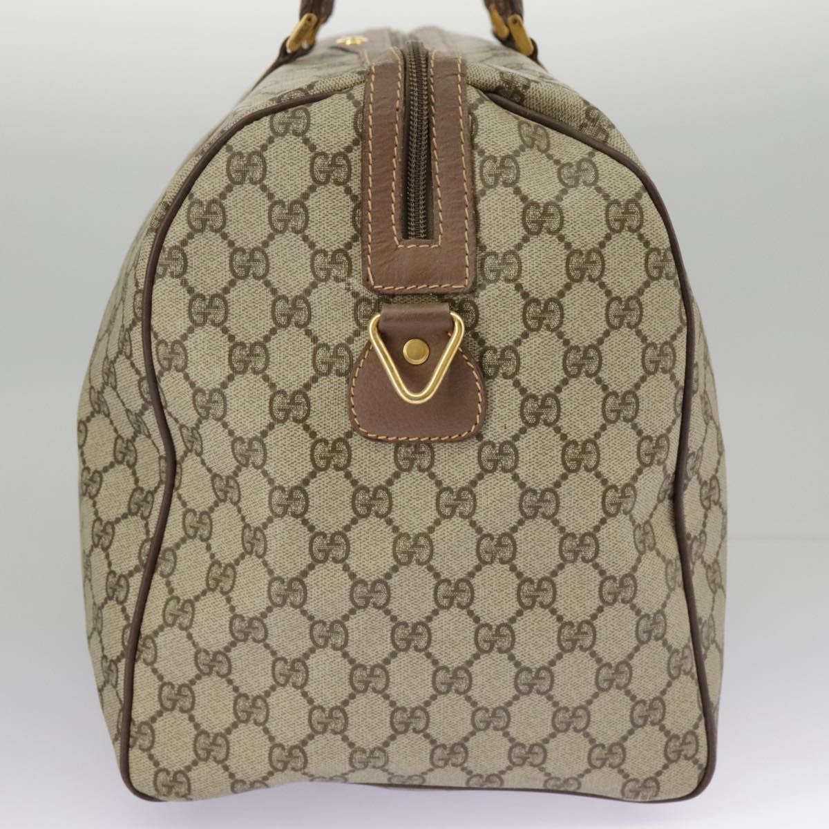 GUCCI GG Supreme Boston Bag PVC Leather Beige Gold 012 14 6081 Auth 97395