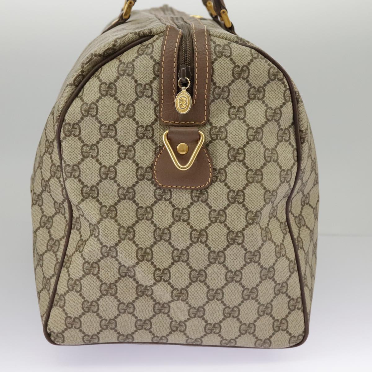 GUCCI GG Supreme Boston Bag PVC Leather Beige Gold 012 14 6081 Auth 97395