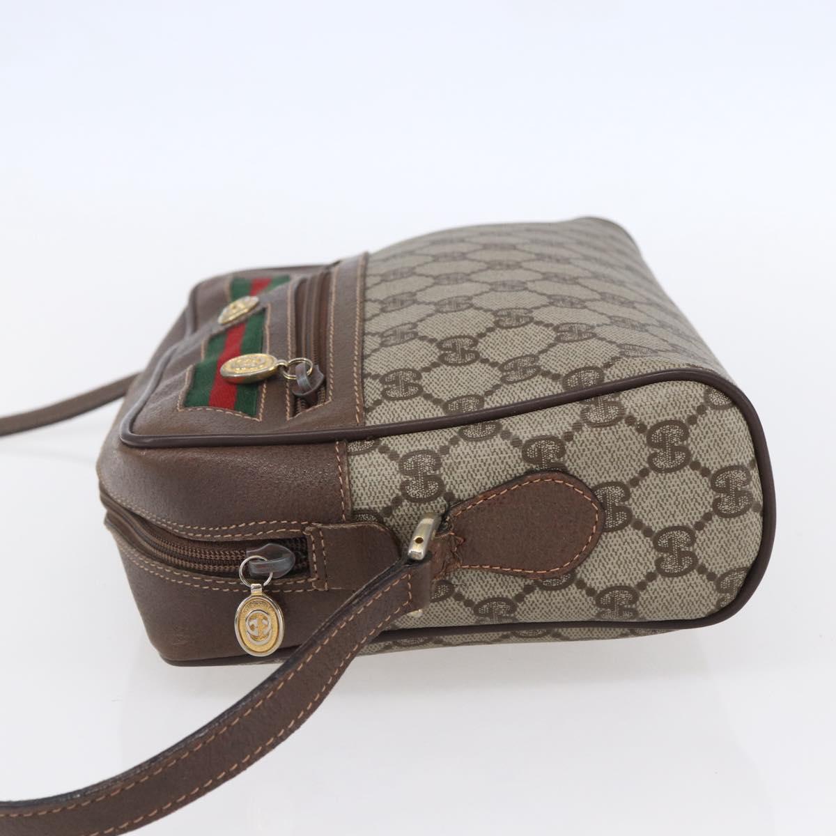 GUCCI GG Supreme Web Sherry Line Shoulder Bag PVC Beige Red Green Auth 97406
