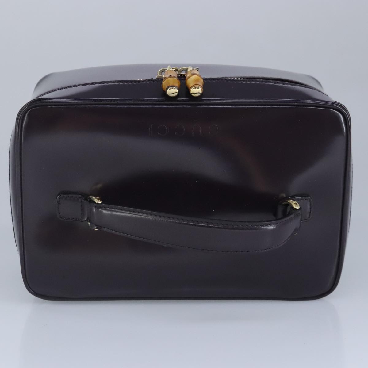 GUCCI Vanity Cosmetic Pouch Enamel Purple Gold 032 1956 0150 Auth 97408