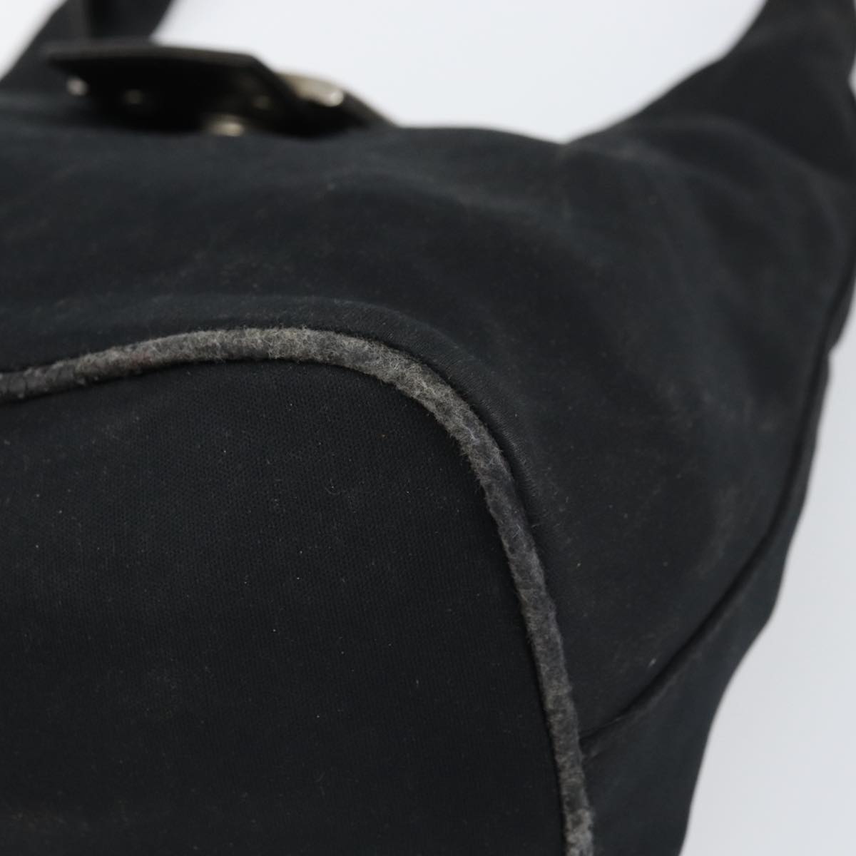 FENDI Mamma Baguette Shoulder Bag Leather Black Silver Auth 97412