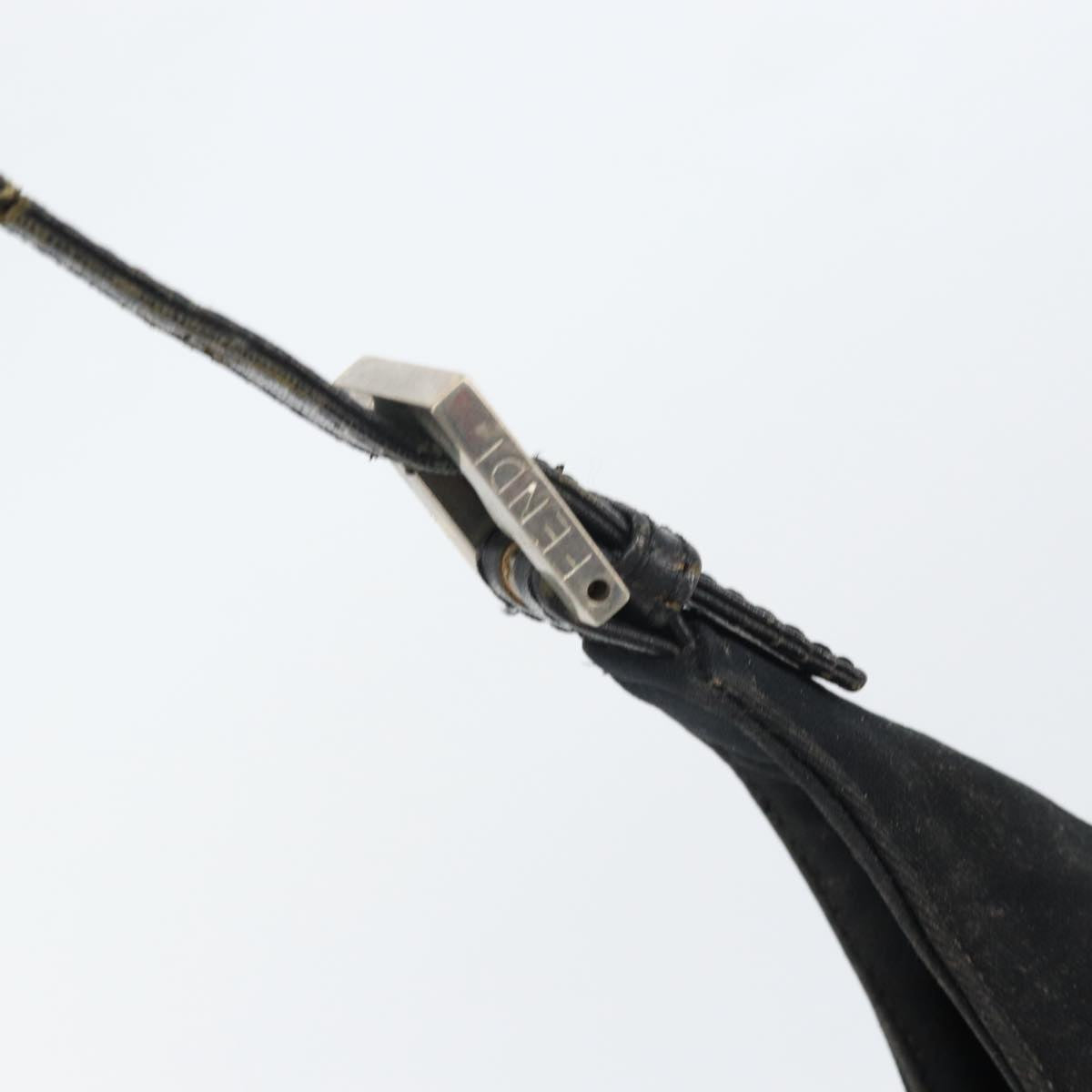 FENDI Mamma Baguette Shoulder Bag Leather Black Silver Auth 97412