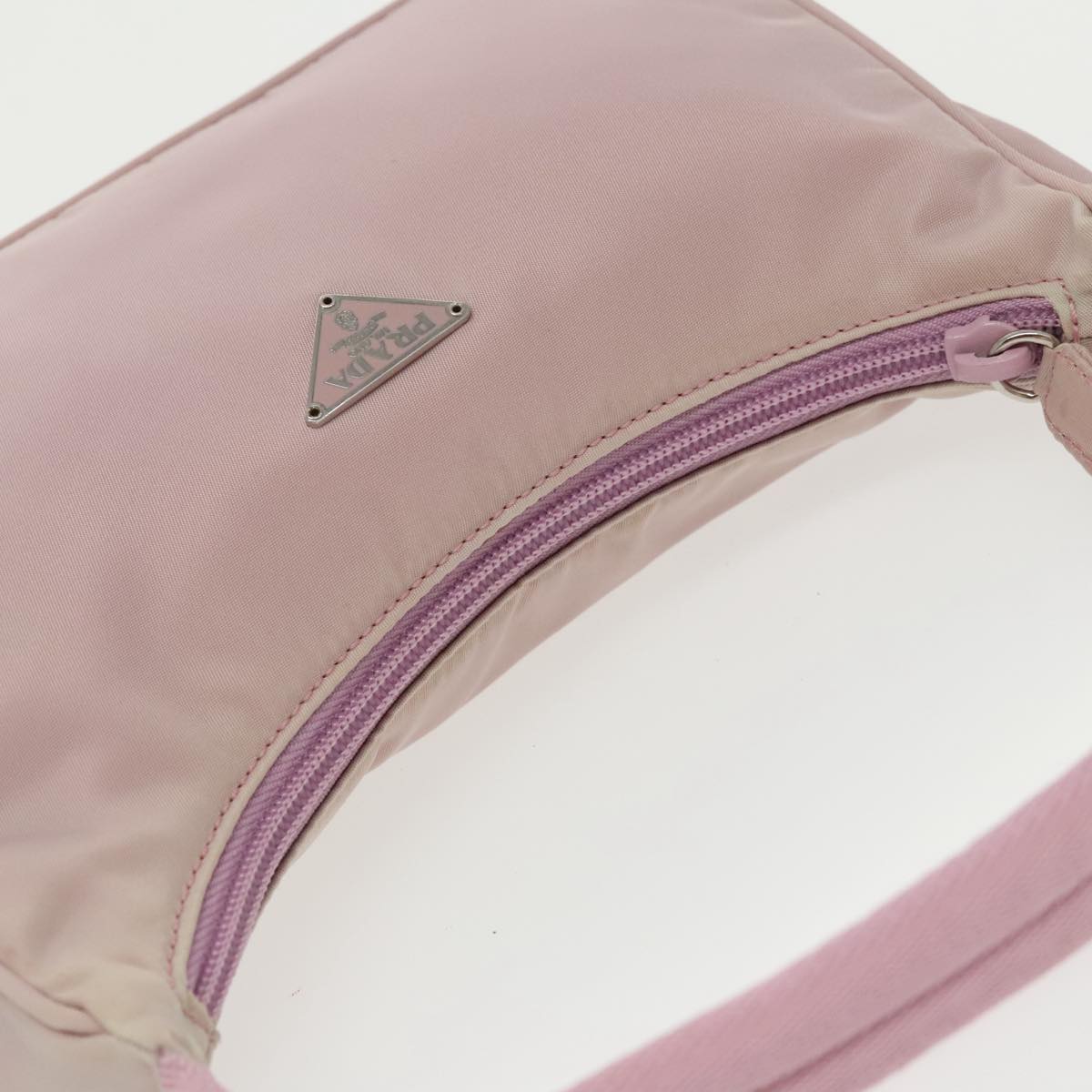 PRADA Accessory Pouch Nylon Pink Silver Auth 97445