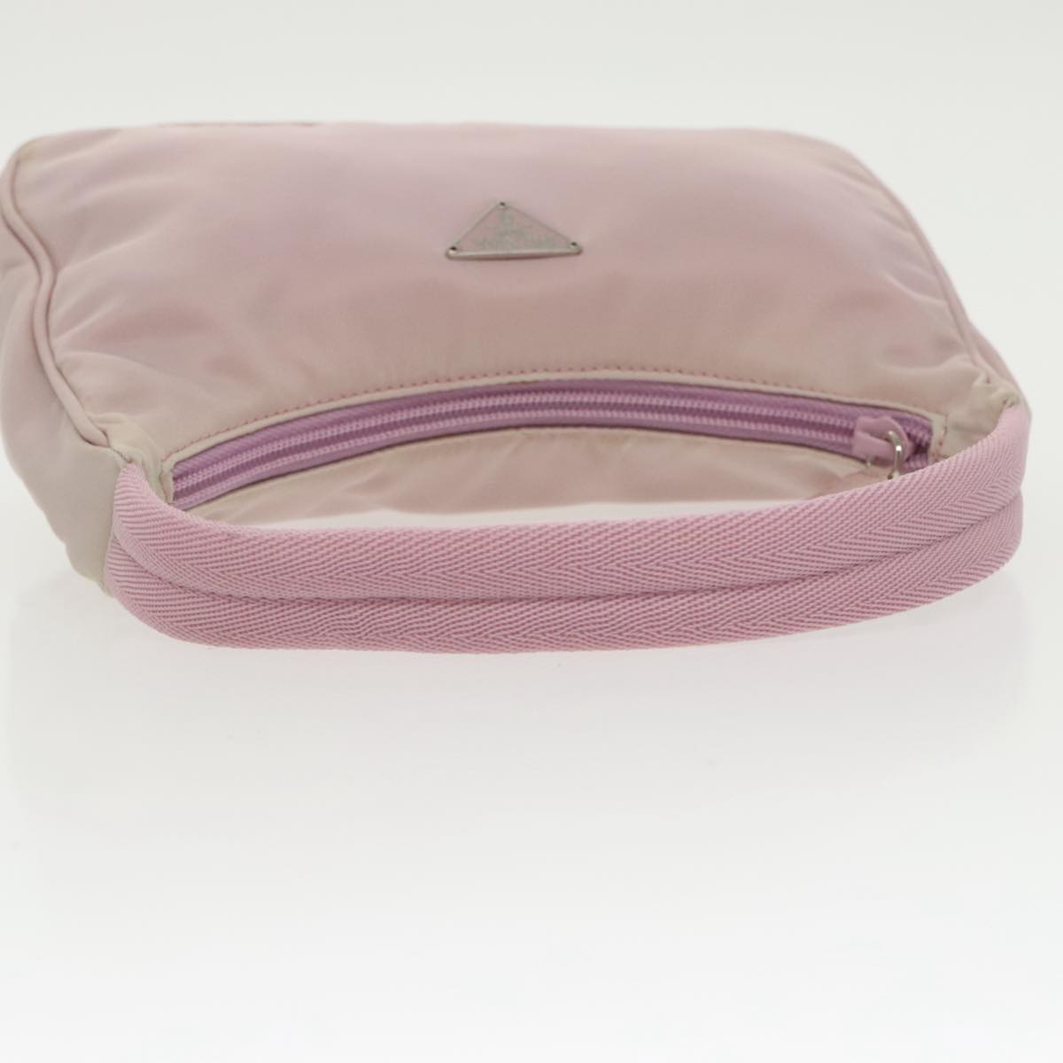 PRADA Accessory Pouch Nylon Pink Silver Auth 97445