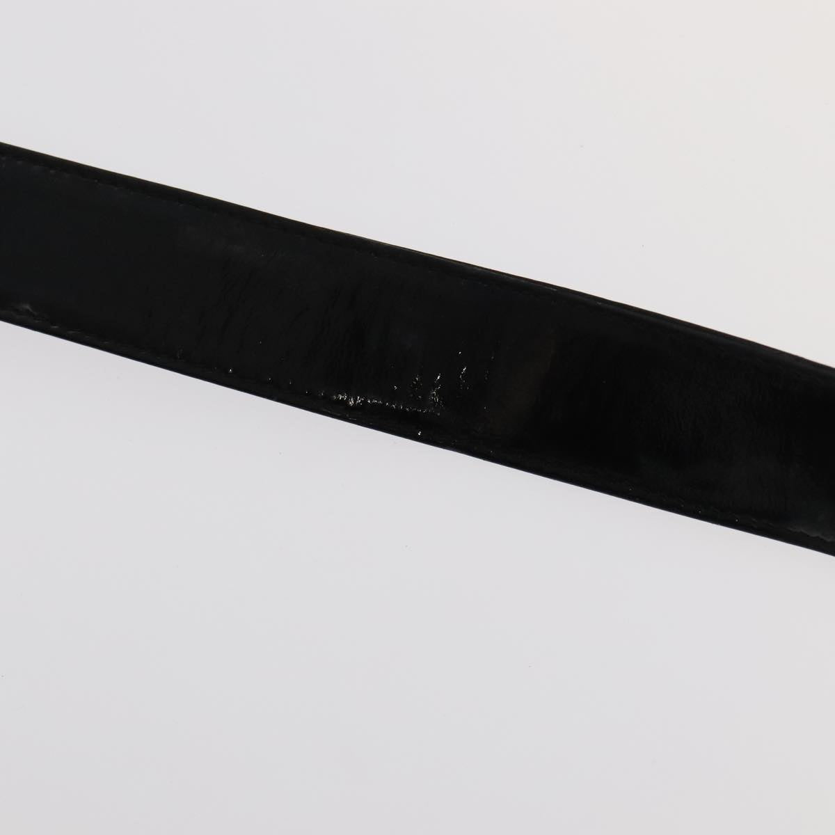 CHANEL Shoulder Bag Enamel Black Gold CC Auth 97456