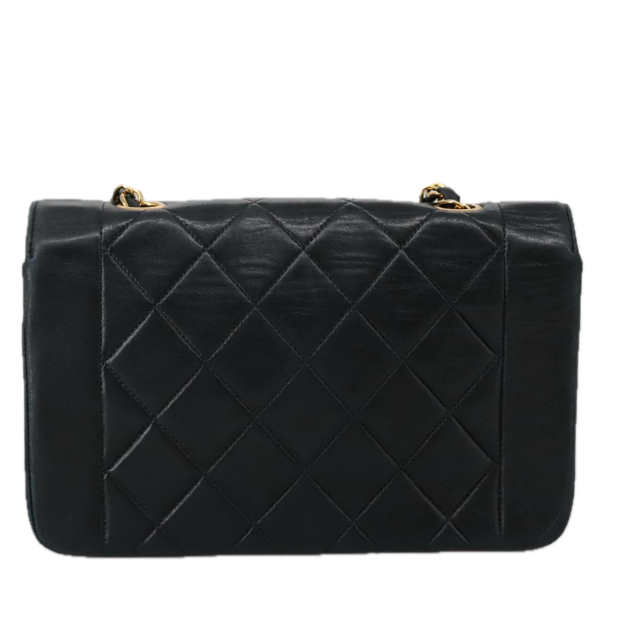 CHANEL Matelasse Chain Shoulder Bag Lamb Skin Black Gold CC Auth 97459
