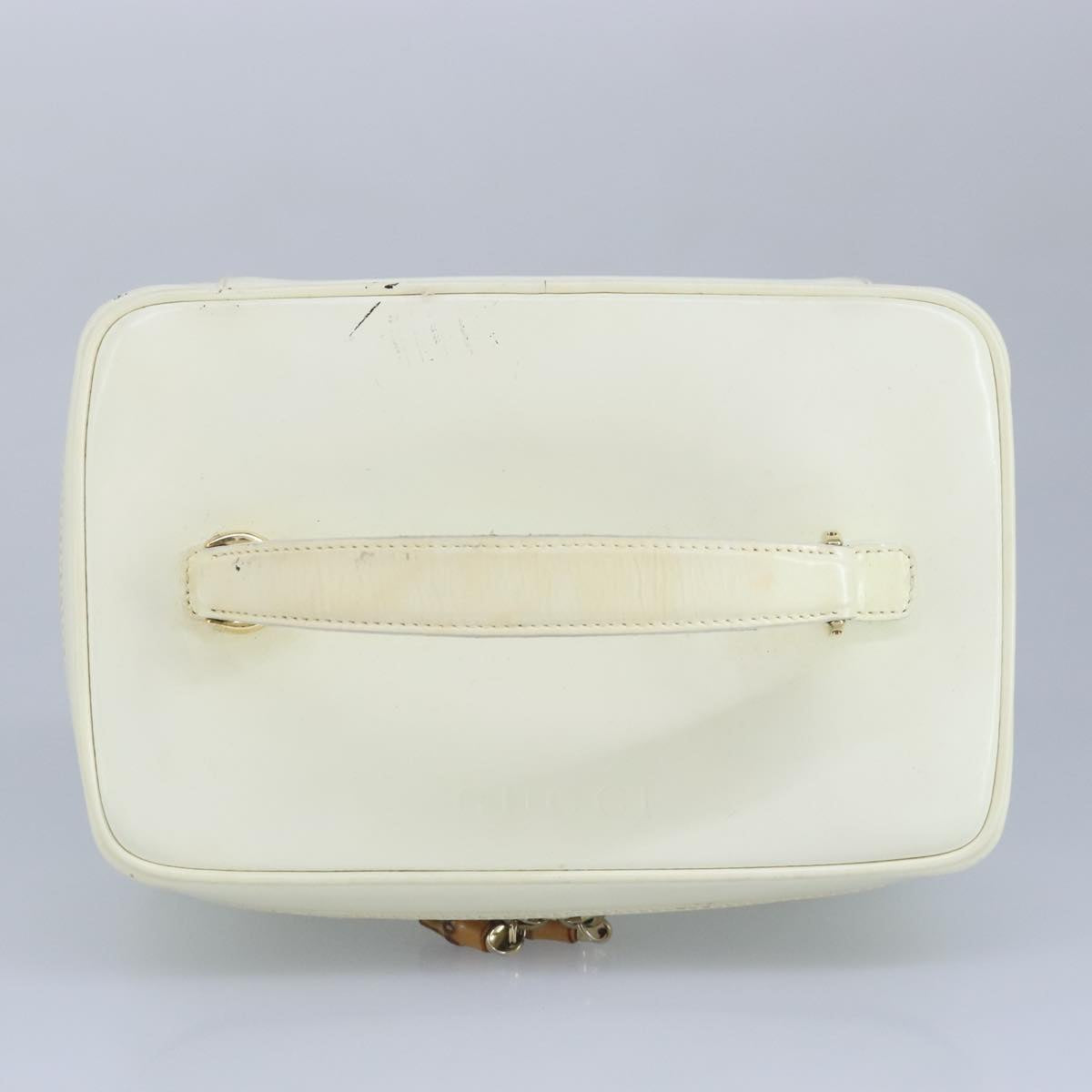 GUCCI Vanity Cosmetic Pouch Enamel White Gold 032 1956 0150 Auth 97466