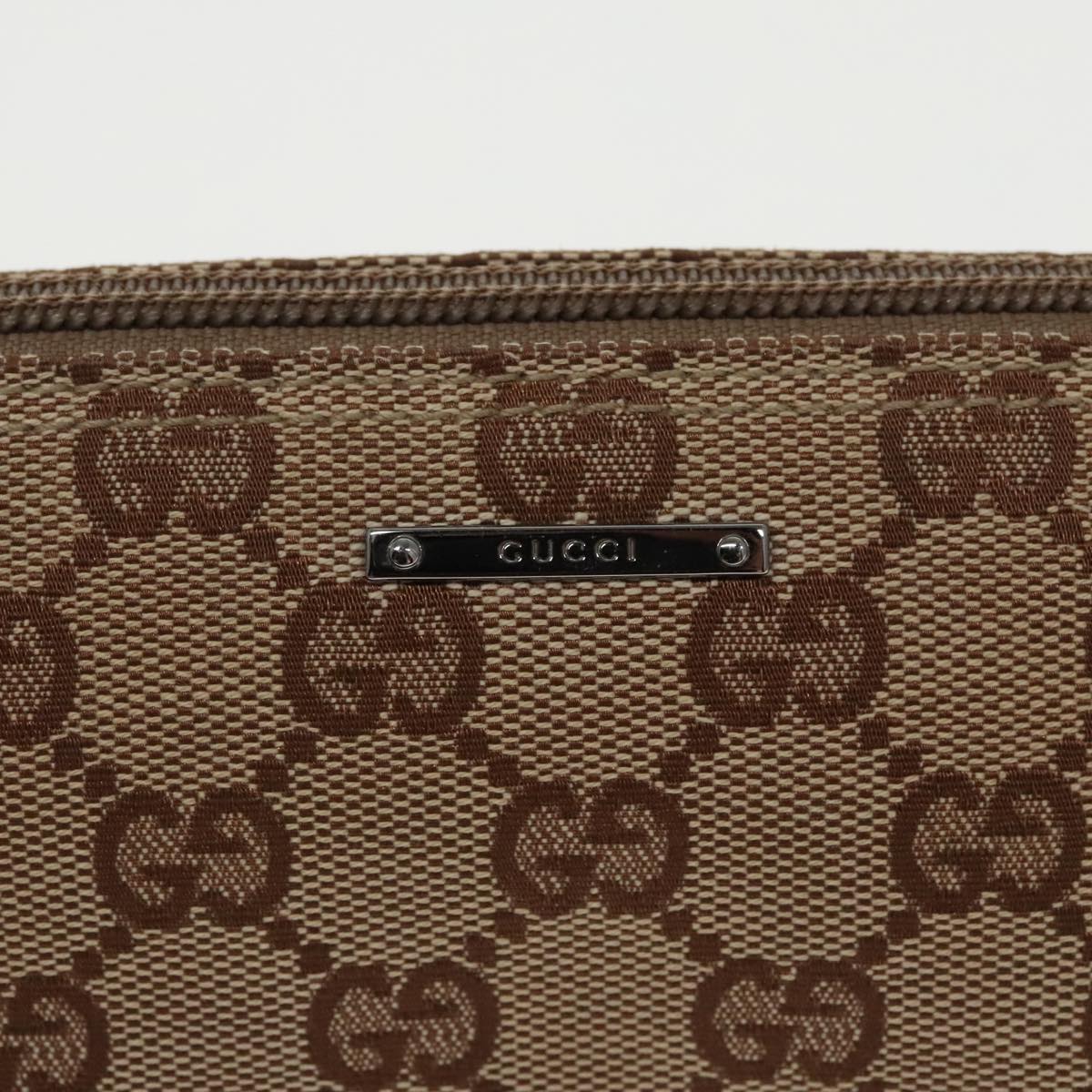 GUCCI GG Canvas Accessory Pouch Beige Silver 07198 Auth 97467