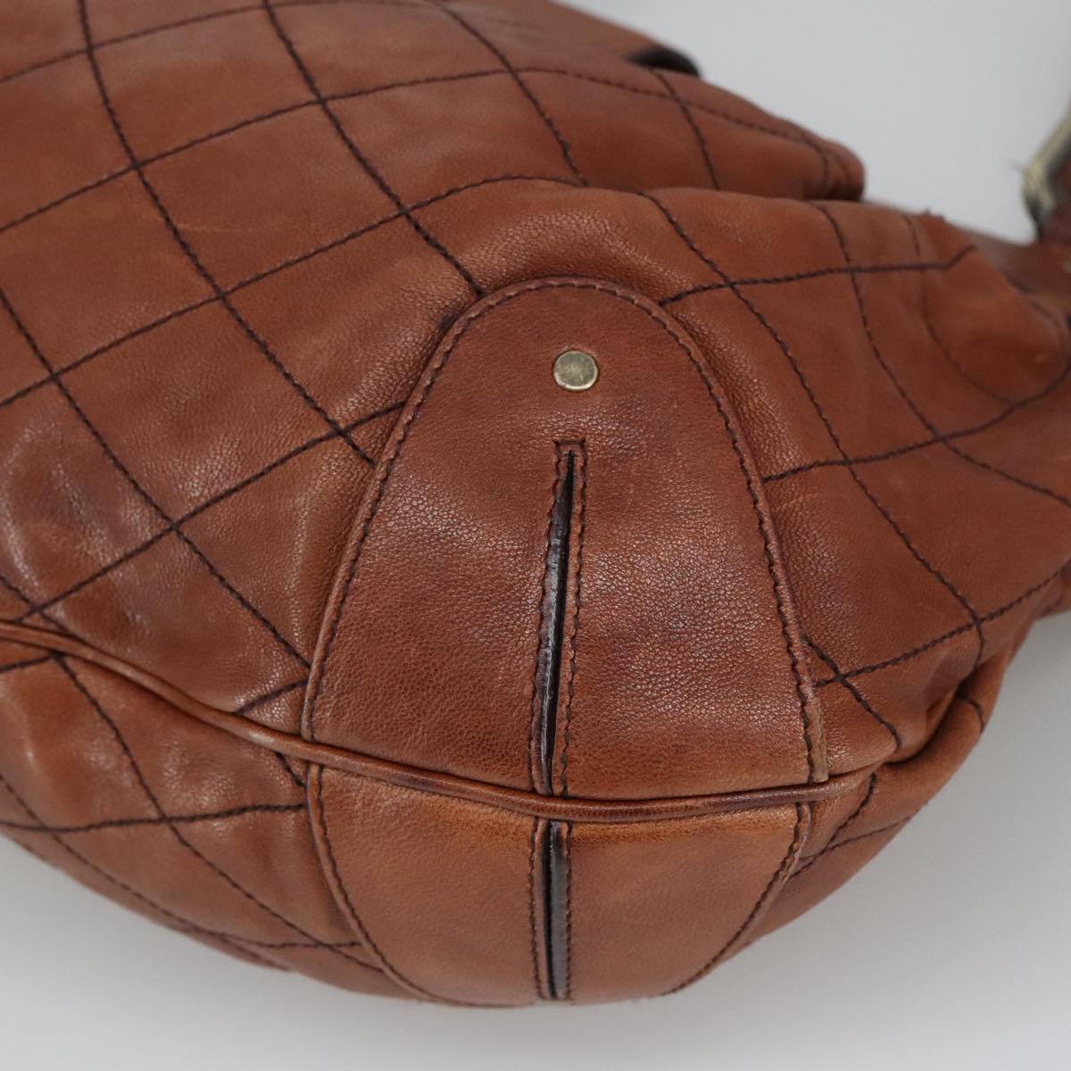 BALLY Hand Bag Leather Brown Auth 97476