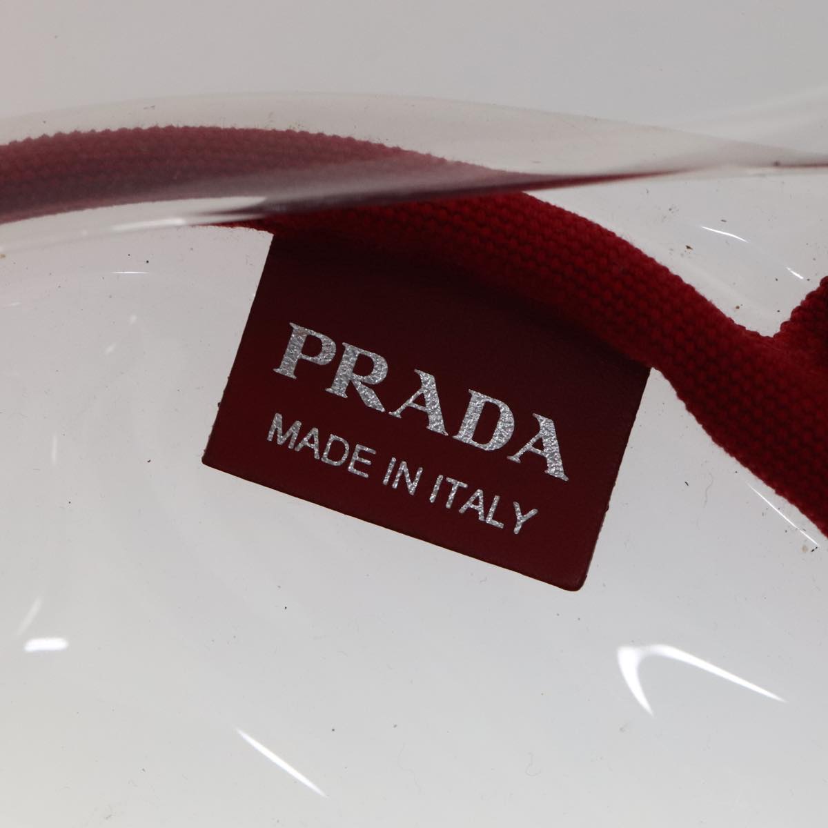 PRADA Hand Bag Canvas Vinyl 2way Red Auth 97486