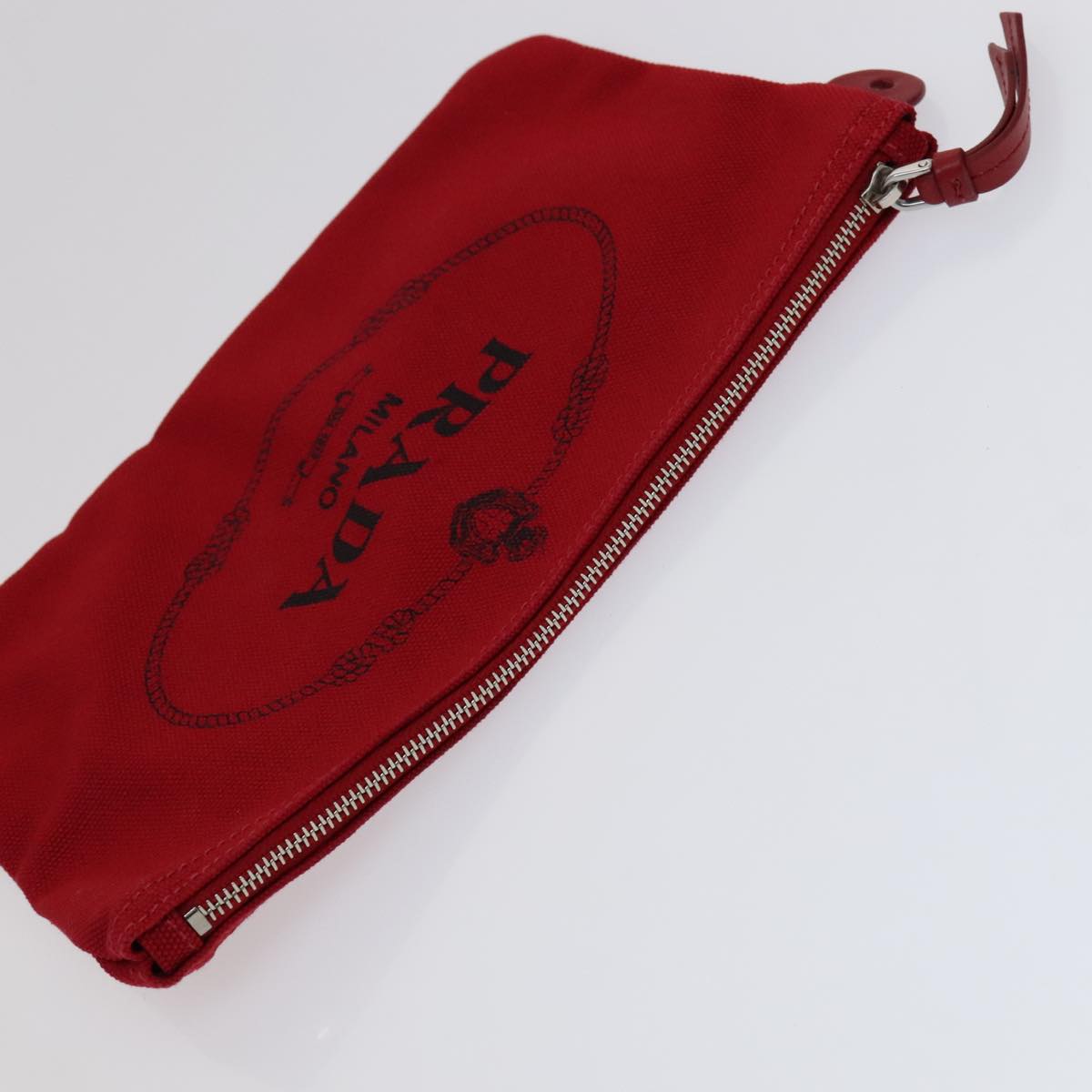 PRADA Hand Bag Canvas Vinyl 2way Red Auth 97486