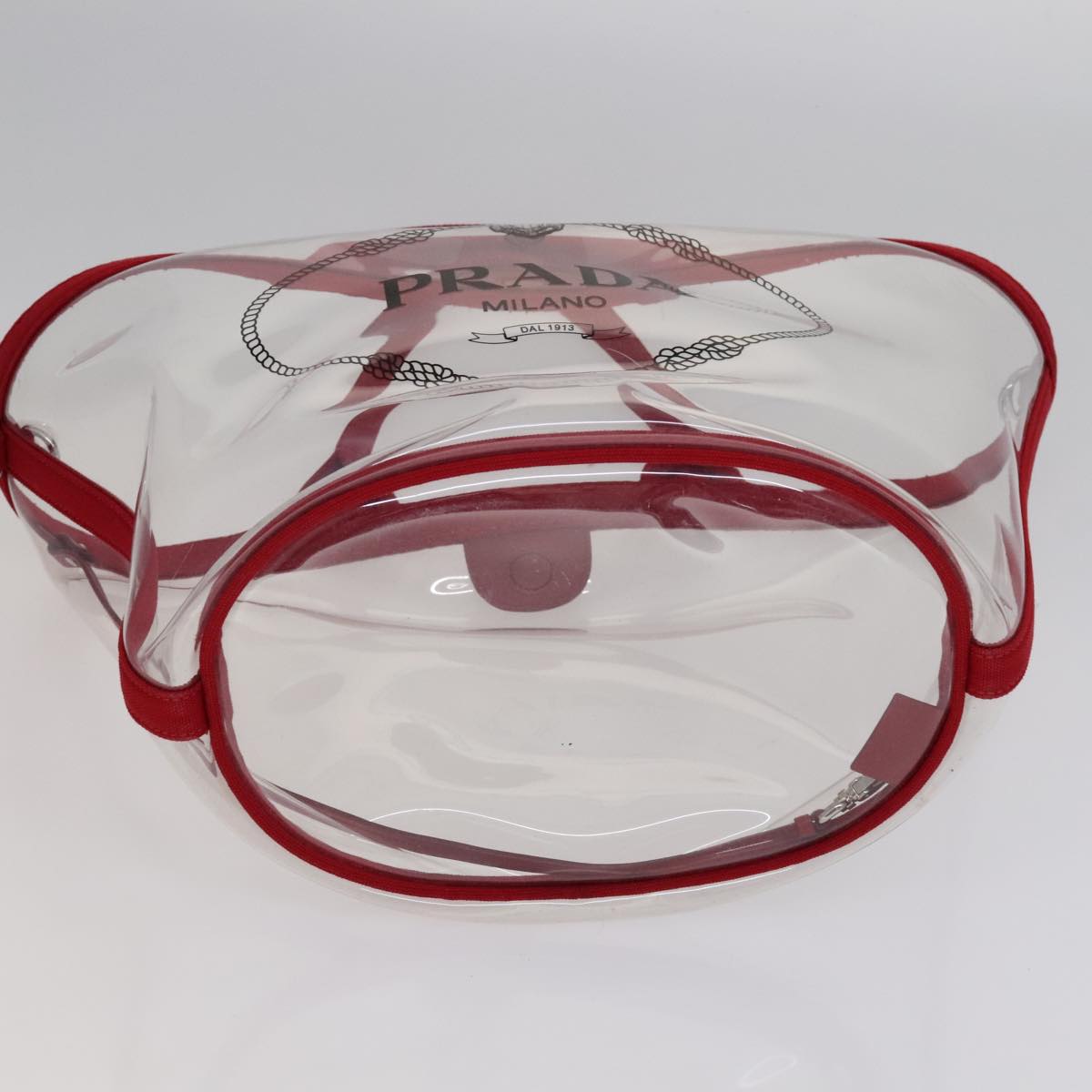 PRADA Hand Bag Canvas Vinyl 2way Red Auth 97486