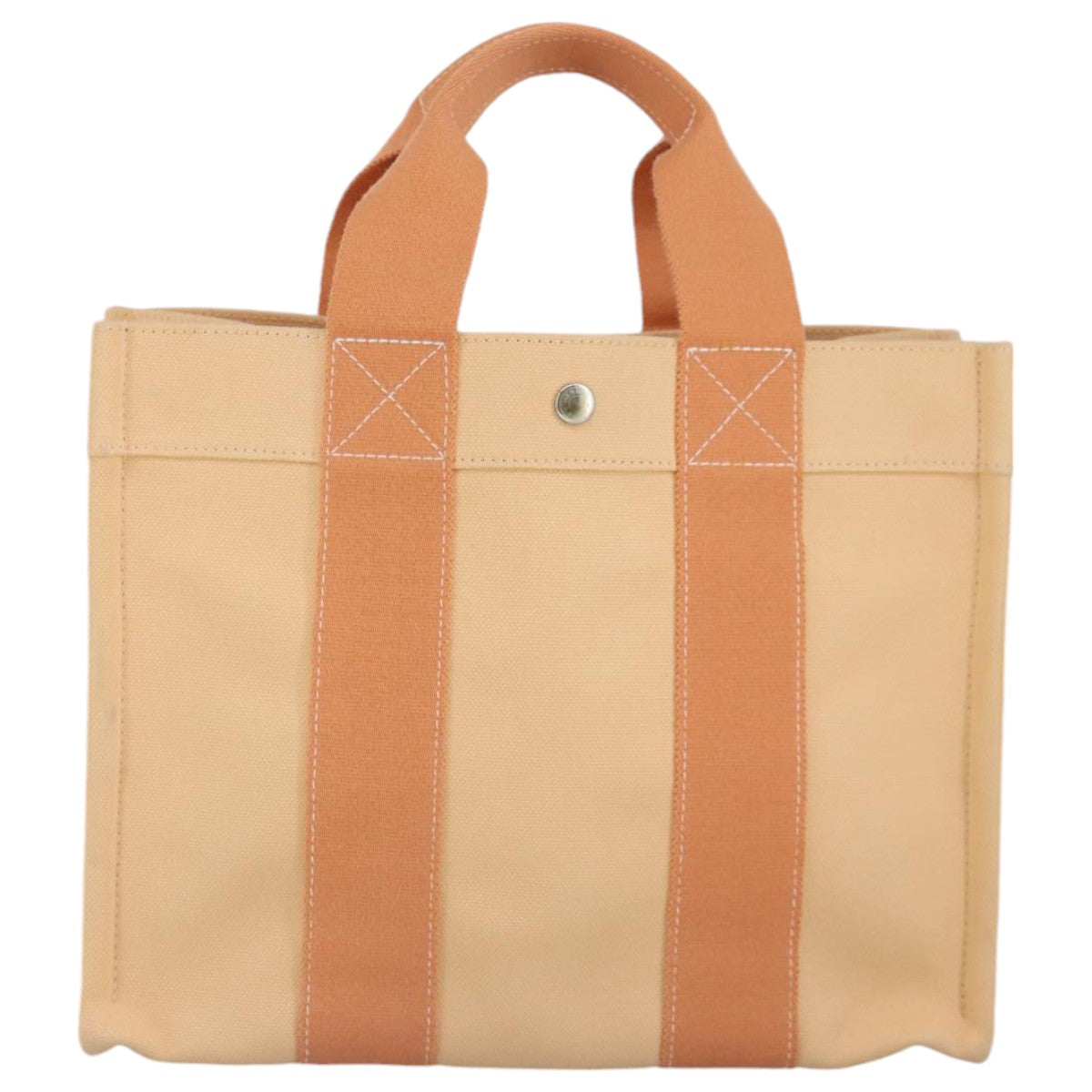 HERMES Bora Bora PM Tote Bag Canvas Orange Silver Auth 97566