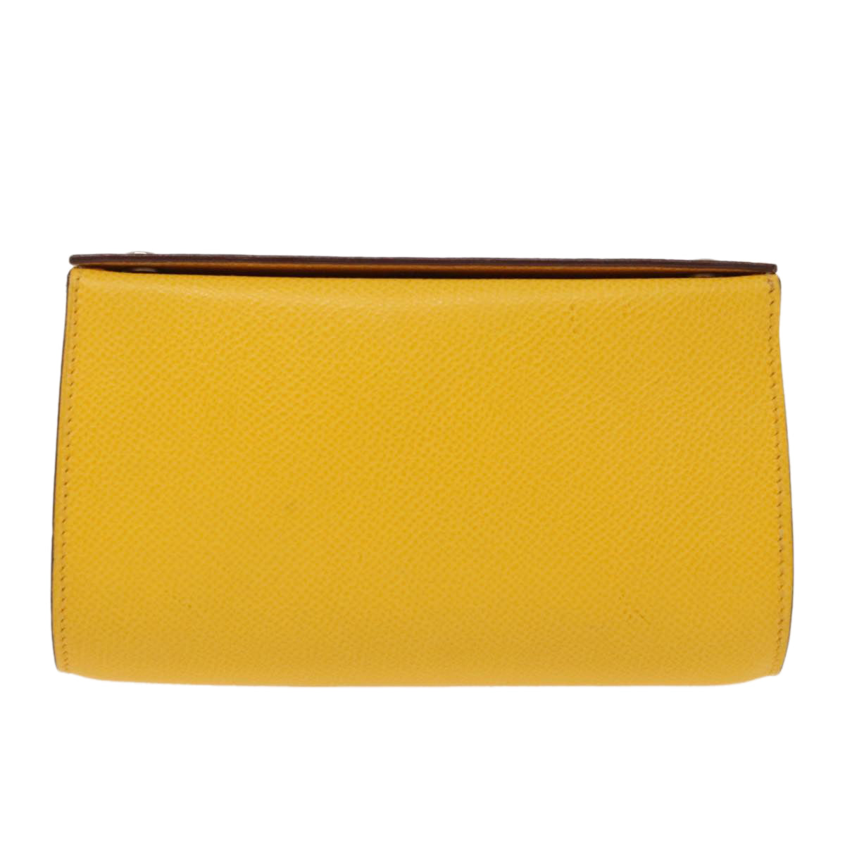 HERMES Pouch Leather Yellow Silver Auth 97591