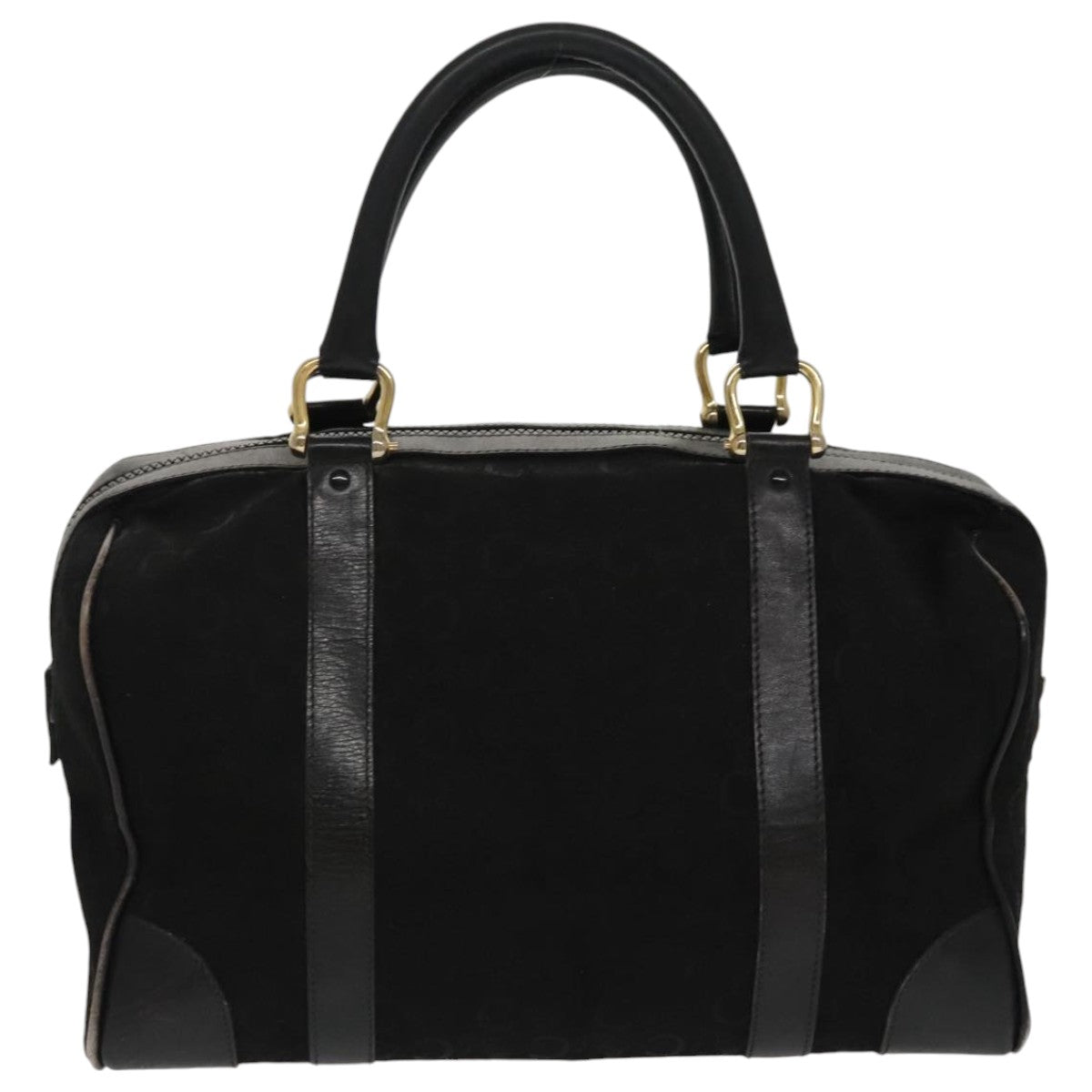 CELINE C Sulky Hand Bag Canvas Black Gold Auth 97637