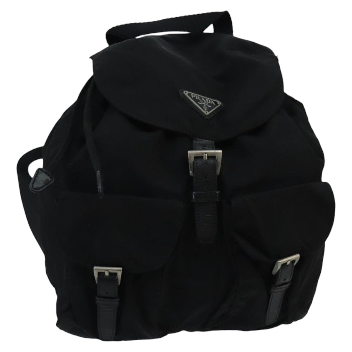 PRADA Backpack Nylon Black Silver Auth 97678