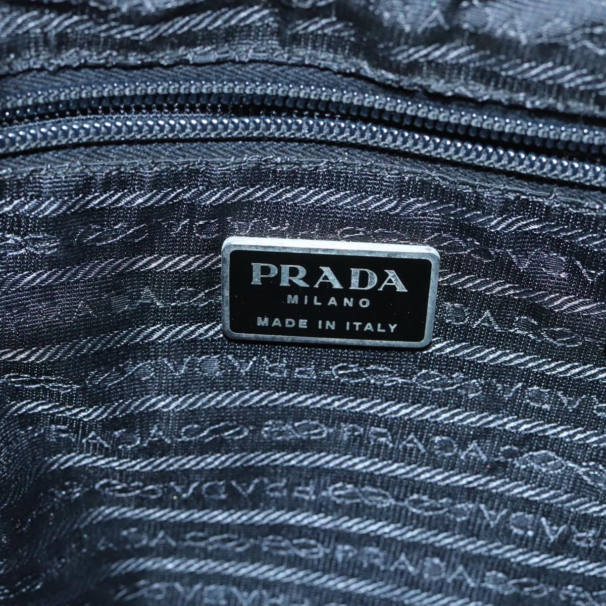 PRADA Backpack Nylon Black Silver Auth 97678