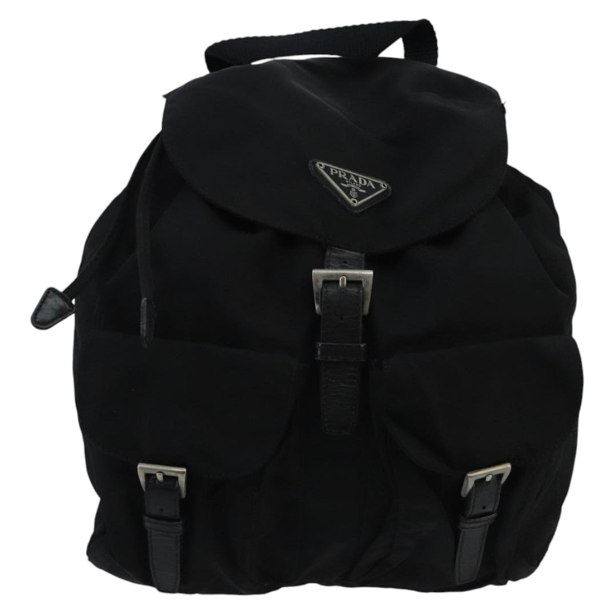 PRADA Backpack Nylon Black Silver Auth 97678