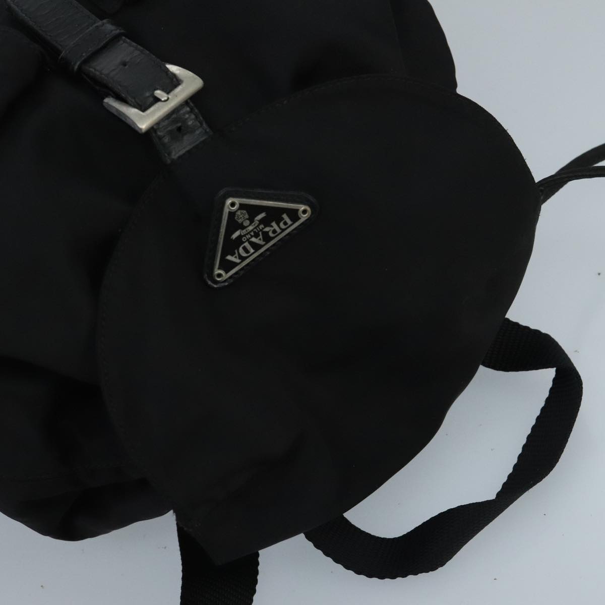 PRADA Backpack Nylon Black Silver Auth 97678