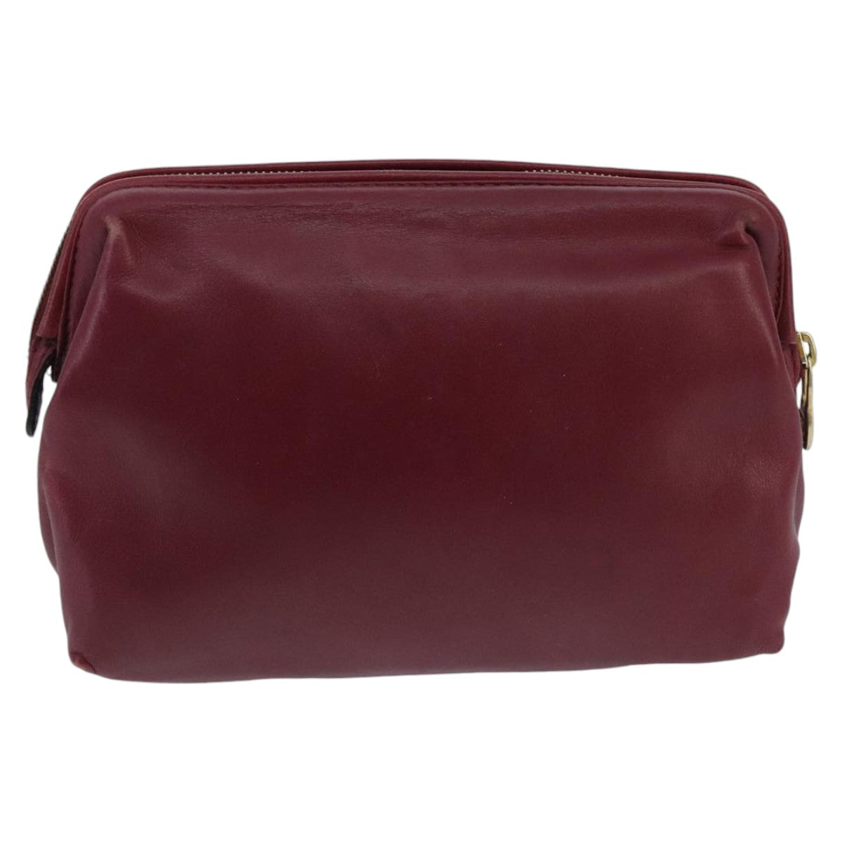 CELINE Pouch Leather Bordeaux Gold Auth 97693