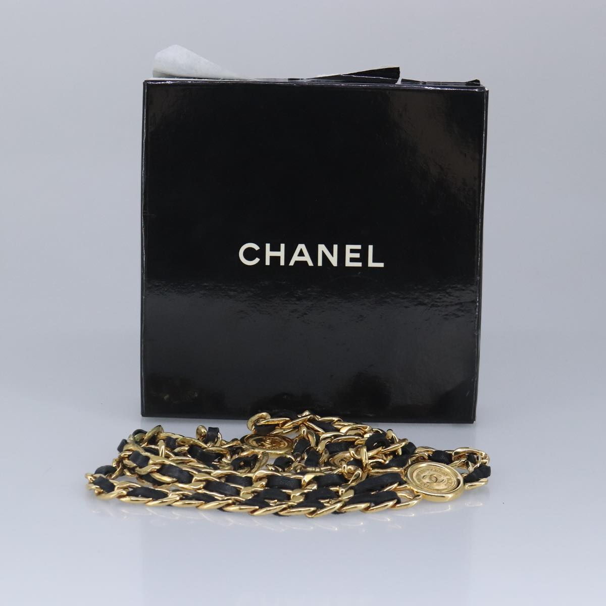 CHANEL Chain Belt metal 36.2"" Gold CC Auth 97747