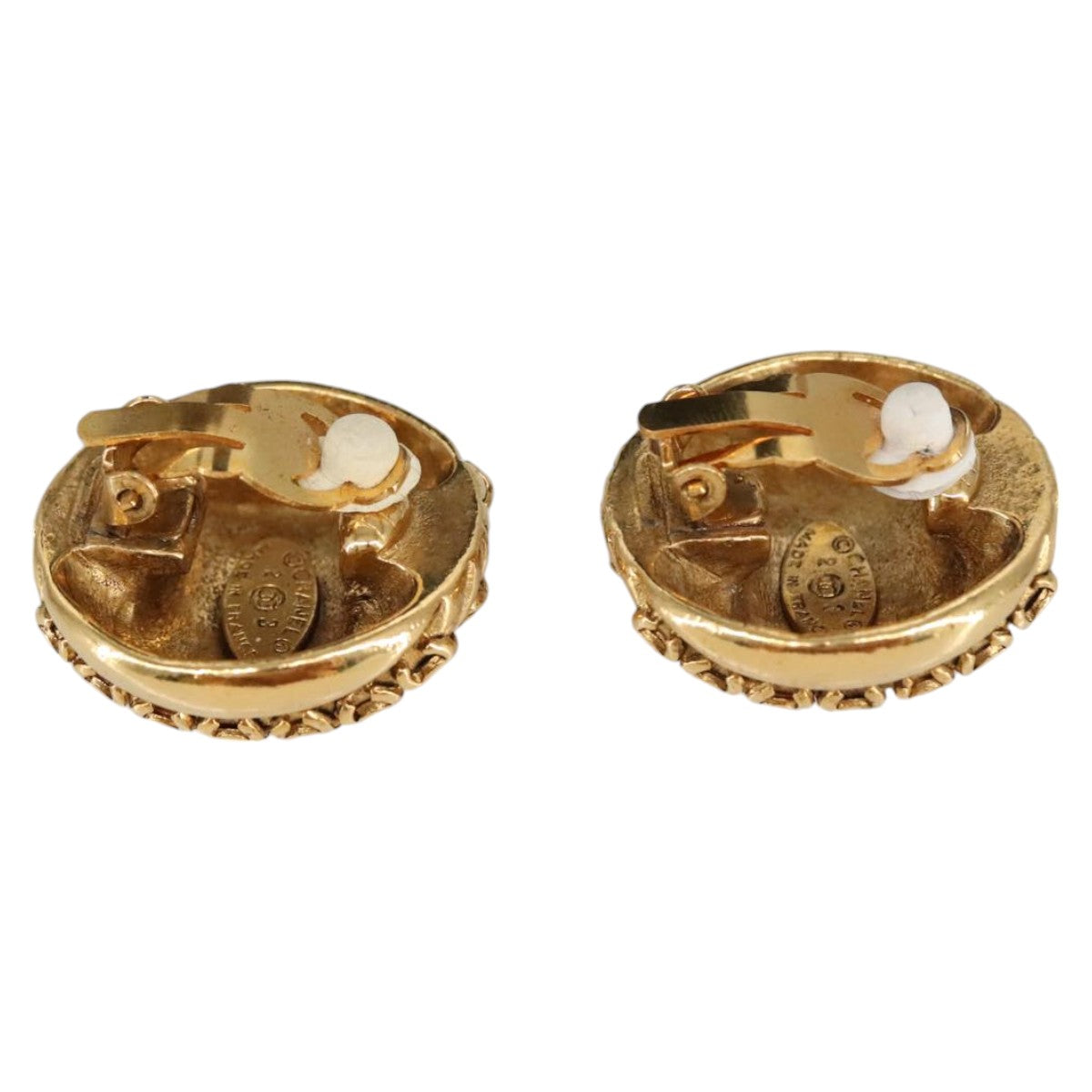 CHANEL COCO Mark Earring metal Gold CC Auth 97754