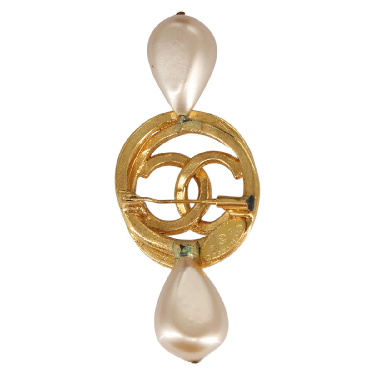 CHANEL COCO Mark Brooch metal Gold CC Auth 97757