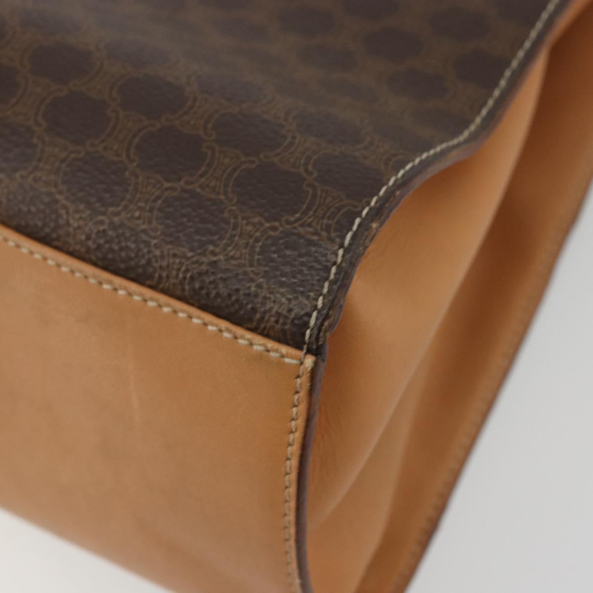 CELINE Macadam Canvas Hand Bag PVC Leather Brown Auth 97775