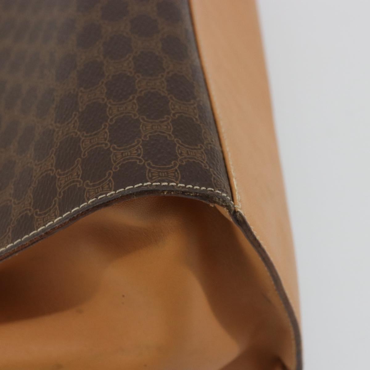 CELINE Macadam Canvas Hand Bag PVC Leather Brown Auth 97775