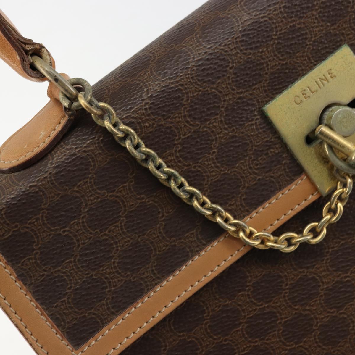 CELINE Macadam Canvas Hand Bag PVC Leather Brown Auth 97775
