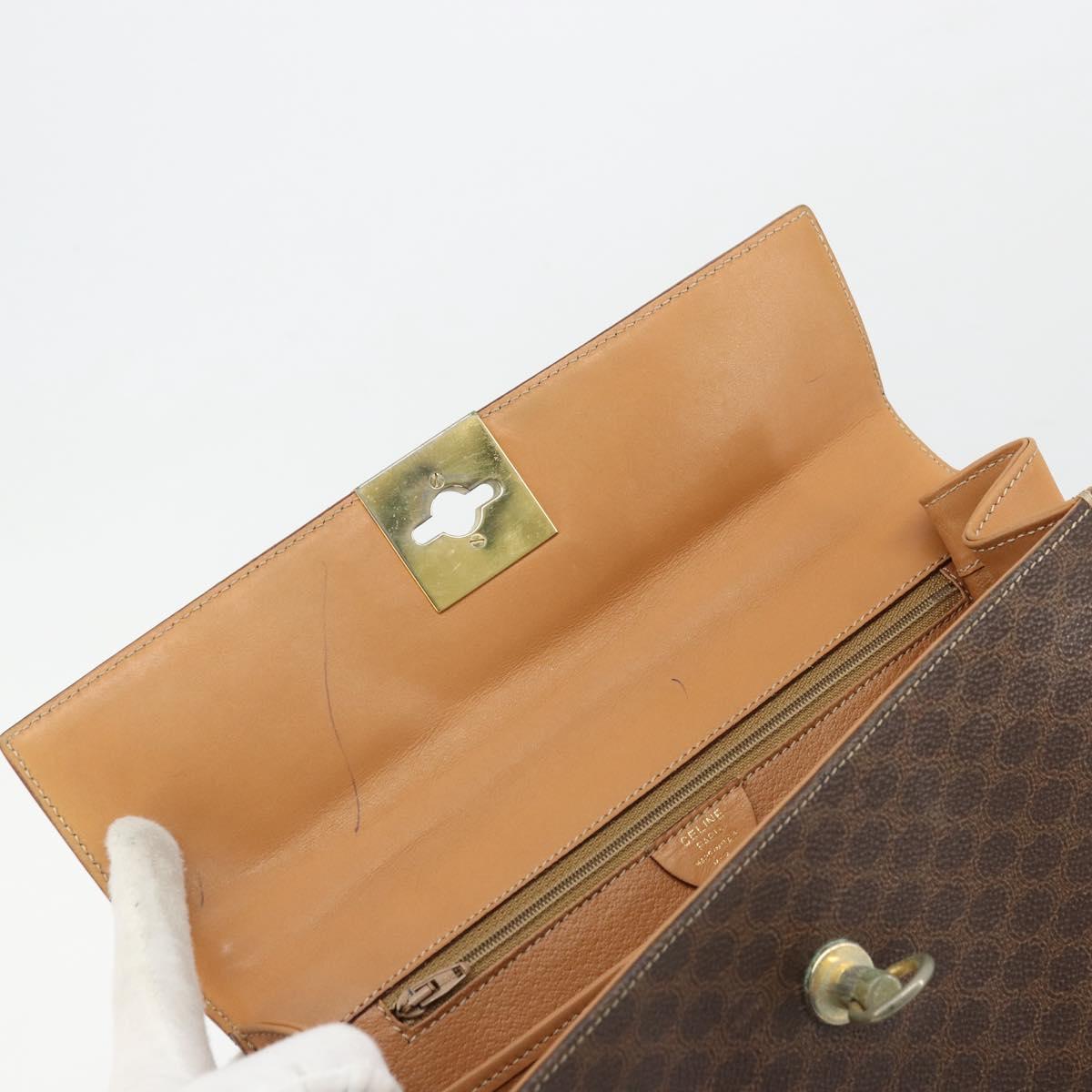 CELINE Macadam Canvas Hand Bag PVC Leather Brown Auth 97775