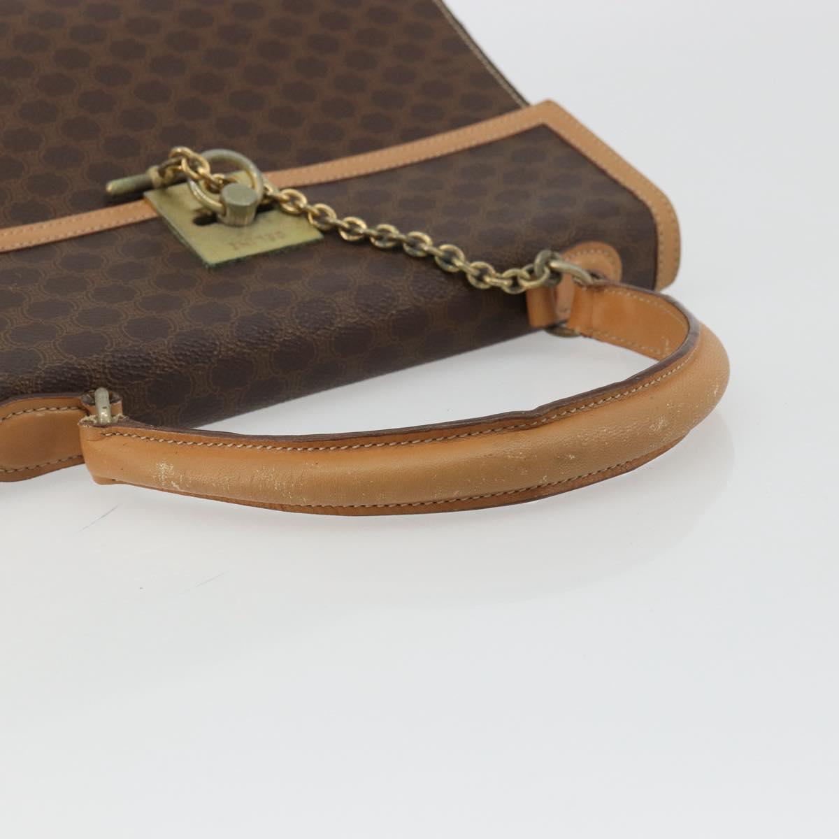CELINE Macadam Canvas Hand Bag PVC Leather Brown Auth 97775