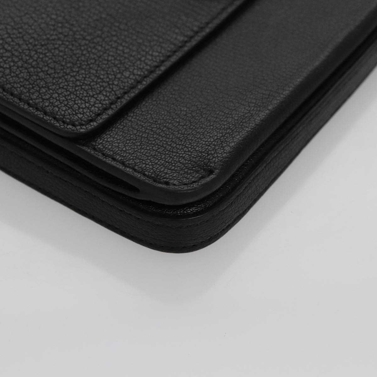 BURBERRY Shoulder Bag Leather Black Auth 97782