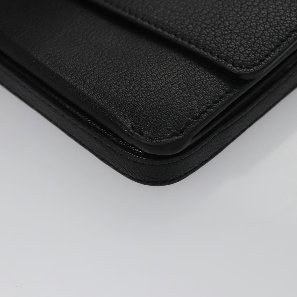 BURBERRY Shoulder Bag Leather Black Auth 97782