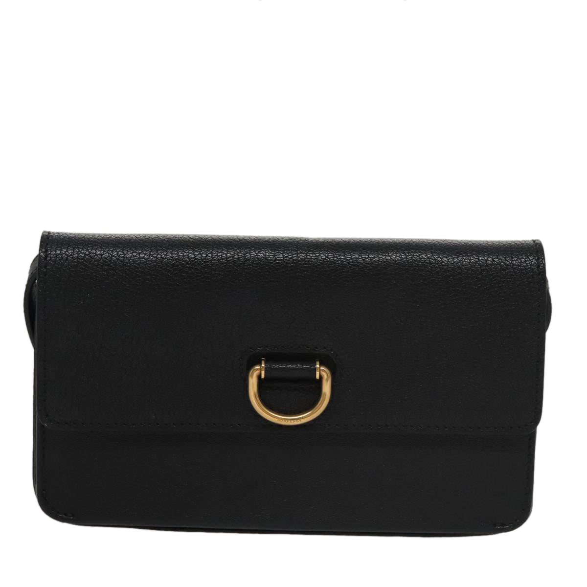 BURBERRY Shoulder Bag Leather Black Auth 97782