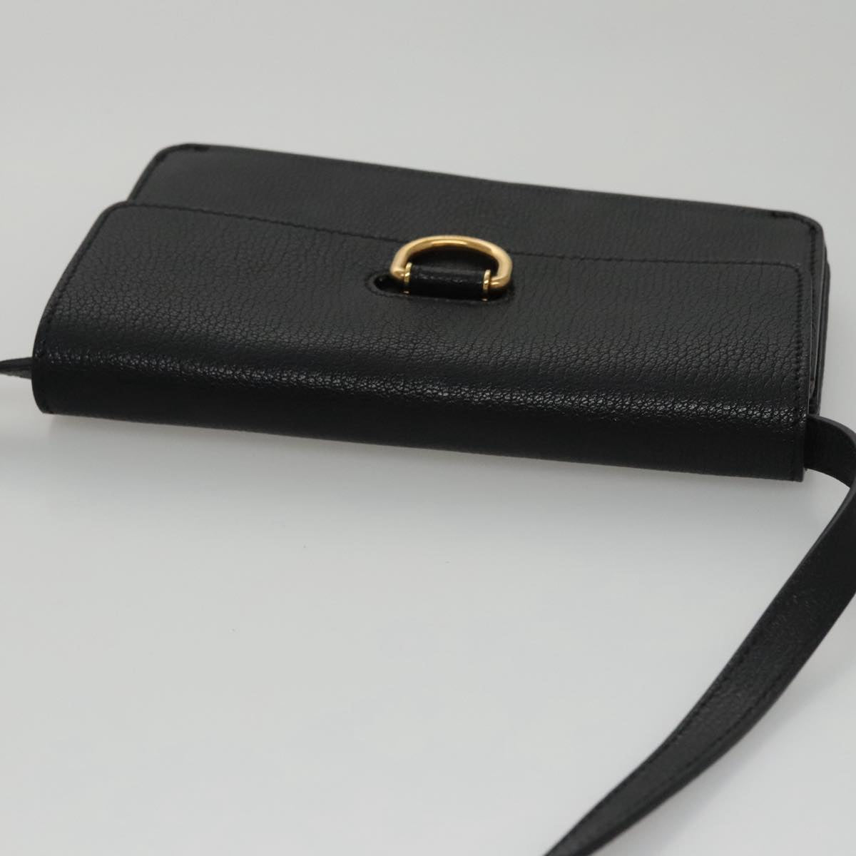 BURBERRY Shoulder Bag Leather Black Auth 97782