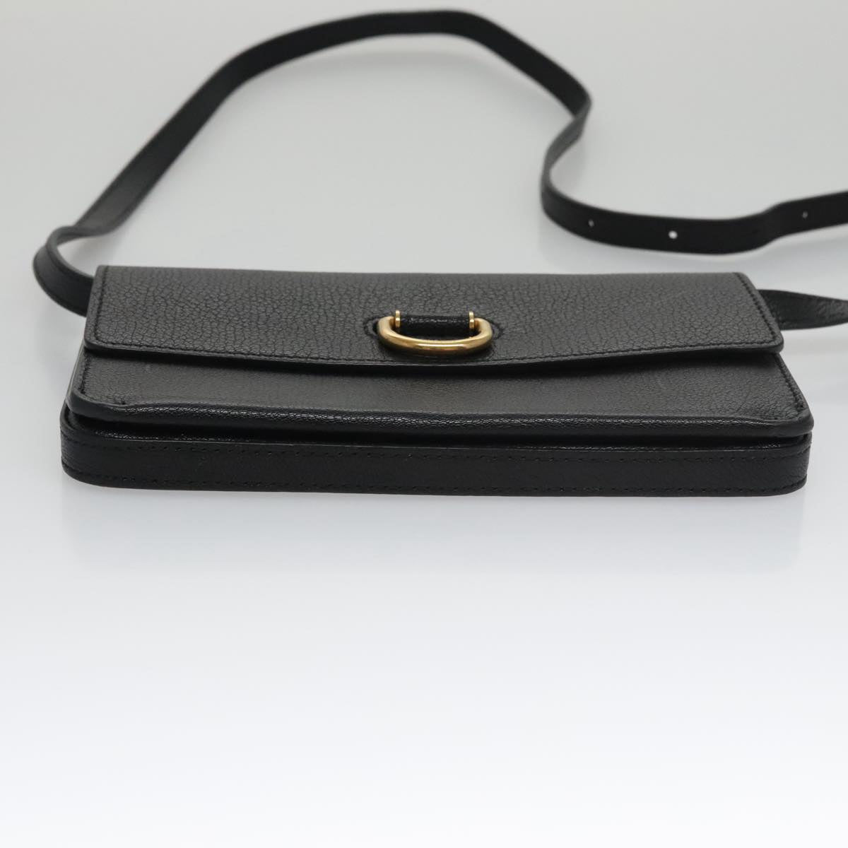 BURBERRY Shoulder Bag Leather Black Auth 97782