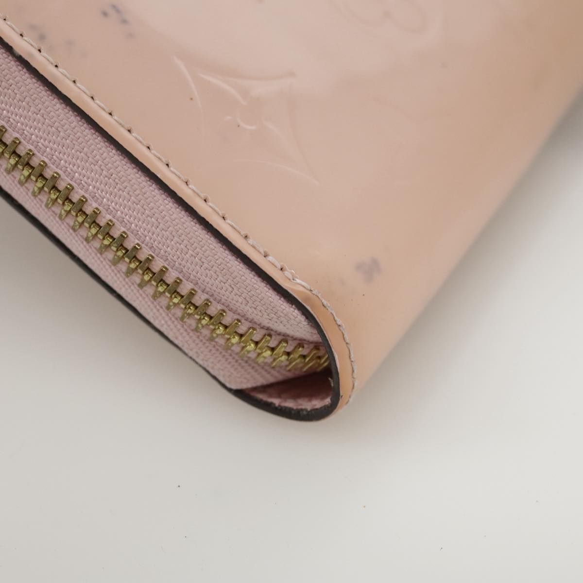LOUIS VUITTON Monogram Vernis Zippy Wallet Rose Valerine M93522 LV Auth 97795