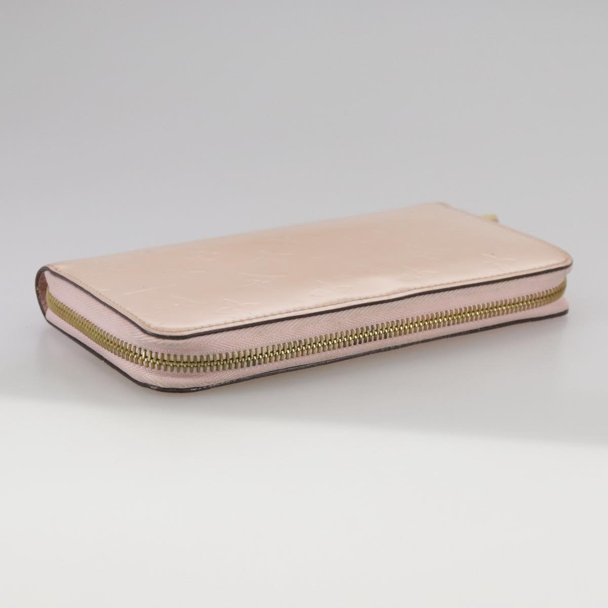 LOUIS VUITTON Monogram Vernis Zippy Wallet Rose Valerine M93522 LV Auth 97795