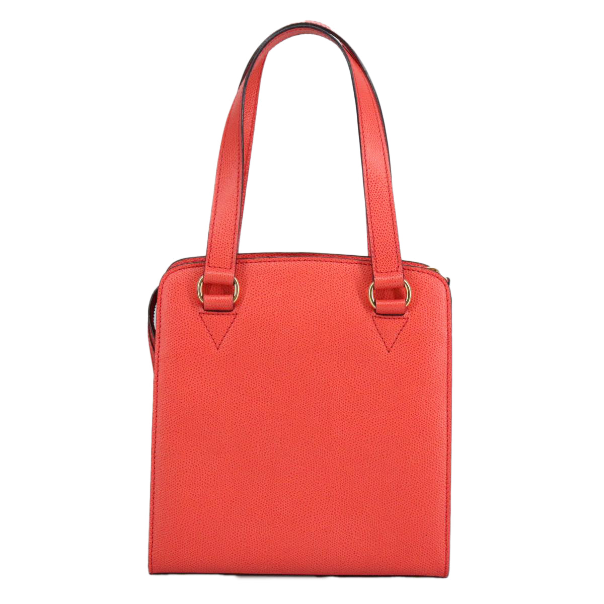 CELINE Hand Bag Leather Orange Gold Auth 97815