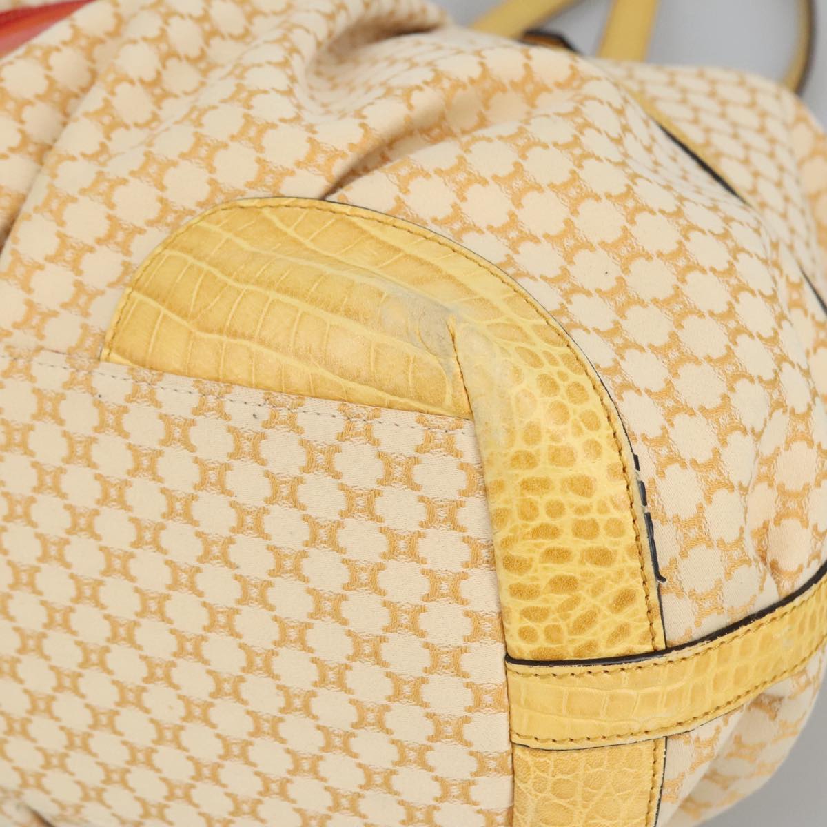 CELINE Macadam Canvas Shoulder Bag Yellow Auth 97826