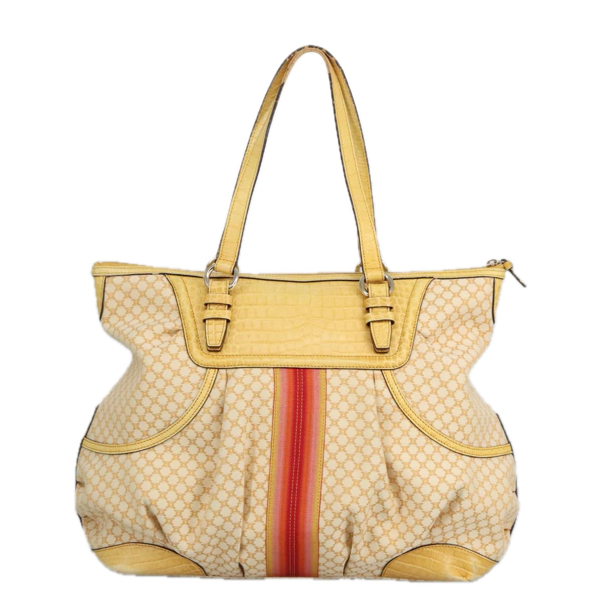 CELINE Macadam Canvas Shoulder Bag Yellow Auth 97826